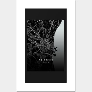 Valencia Spain City Map dark Posters and Art